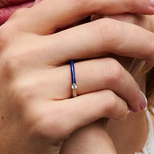 Pandora ME Pav?? & Blue Dual Ring 14k gold plating