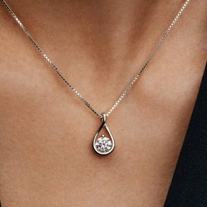 Pandora Infinite 14k White Gold Lab-grown Diamond Pendant Necklace 1.00 ct TW, 14k white gold