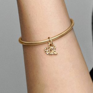 Sparkling Heart & Family Tree Dangle Charm 14k gold