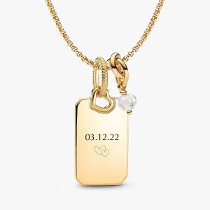 April Engravable Dangle Charm Necklace Set 3 Quantity