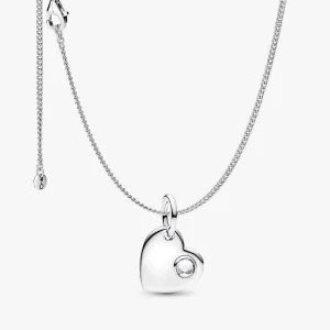 April Birthstone Heart Pendant Necklace 2 Quantity