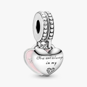 Mother & Daughter Hearts Dangle Charm Sterling silver