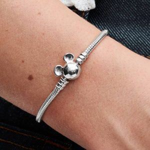 Disney Mickey Mouse Clasp Moments Snake Chain Bracelet Sterling silver