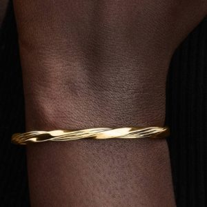 Twisted Open Bangle 14k gold plating