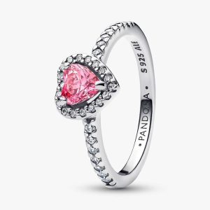 Elevated Pink Heart Ring Sterling silver