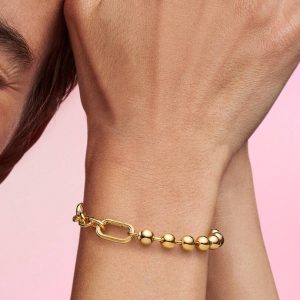 Pandora ME Metal Bead & Link Chain Bracelet 14k gold plating