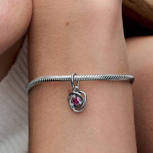FINAL SALE - Pink Eternity Circle Dangle Charm Sterling silver