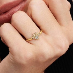Celestial Sparkling Sun Ring 14k gold plating