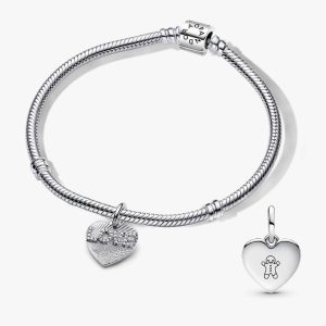 BE LOVE Engravable Love Heart Charm Bracelet Set 2 Quantity
