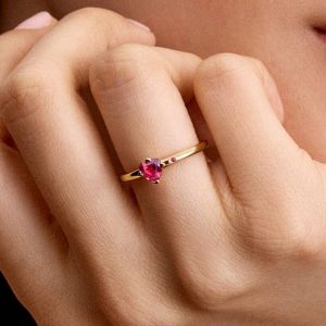 Sparkling Red Heart Ring 14k gold plating