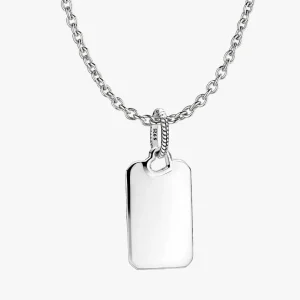 Engravable Rectangle Tag Pendant Necklace Set 2 Quantity