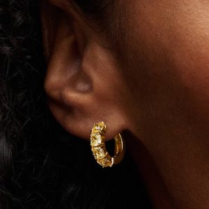 Yellow Hoop Earrings 14k gold plating