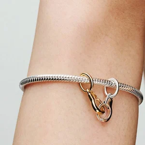 FINAL SALE - Openable & Splittable Handcuffs Dangle Charm Sterling silver, 14k gold plating