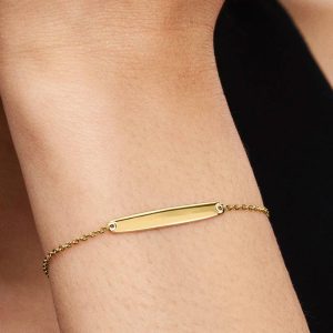Engravable Bar Chain Bracelet 14k gold plating