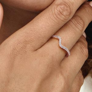 Sparkling Wave Ring 14k rose gold plating