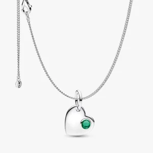 May Birthstone Heart Pendant Necklace 2 Quantity