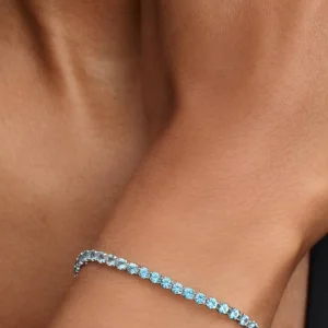 Sparkling Light Blue Tennis Bracelet Sterling silver