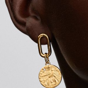 Swallow Medallion Charm 14k gold plating