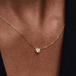 Pandora Era Bezel 14k Gold Lab-grown Diamond Pendant Necklace 0.25 ct TW, 14k gold
