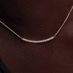 Pandora Era 14k Gold Lab-grown Diamond Pav?? Bar Necklace 0.26 ct TW, 14k gold