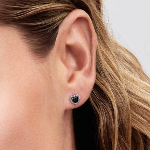 Elevated Heart Stud Earrings Sterling silver