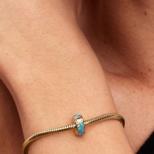 Aqua Blue Clip Charm 14k gold plating
