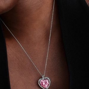 Pink Halo Heart Collier Necklace Sterling silver