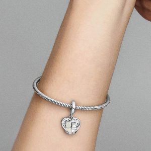 Cats & Hearts Dangle Charm Sterling silver