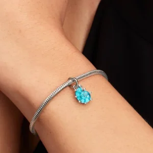 Blue Murano Glass Sea Snail Dangle Charm Sterling silver