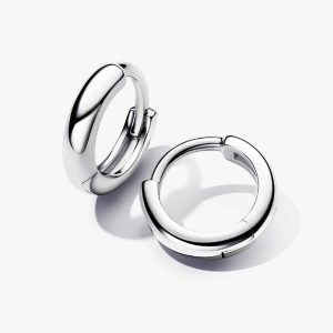Round Huggie Hoop Earrings Sterling silver