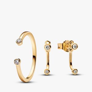 Lab-Grown Diamond Open Earring and Ring Set 2 Quantity