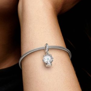 Snowflake Snow Globe Dangle Charm Sterling silver
