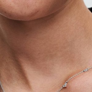 FINAL SALE - Triple Stone Heart Station Chain Necklace Sterling silver