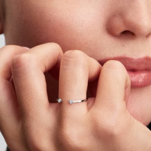 Pandora Era Lab-Grown Diamond Open Ring 0.07 ct TW, 14k white gold