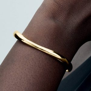 Organically Shaped Open Bangle 14k gold plating