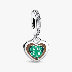 Clover Good Luck Dangle Charm Sterling silver
