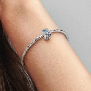 Curved Feather & Pav?? Clip Charm Sterling silver