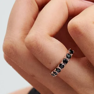FINAL SALE - Black Sparkling Row Eternity Ring 14k rose gold plating