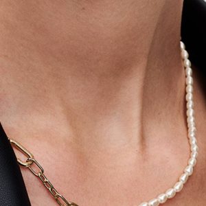 FINAL SALE - Pandora ME Slim Treated Freshwater Cultured Pearl Necklace 14k gold plating