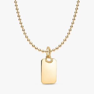 Engravable Rectangular Dog Tag Necklace 2 Quantity