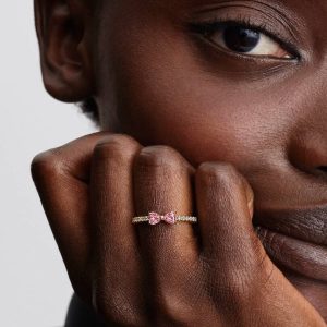 Sparkling Pink Bow Ring 14k gold plating