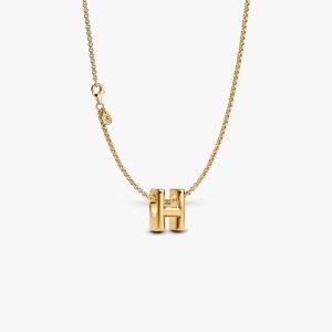 Letter H Charm Necklace 2 Quantity