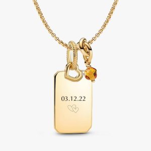 November Engravable Dangle Charm Necklace Set 3 Quantity