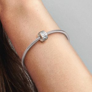 FINAL SALE - Infinite Hearts Sparkling Clip Charm Sterling silver