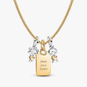 A Mother's Love Engravable Charm Necklace Set 4 Quantity