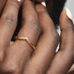 Polished Wishbone Ring 14k gold plating