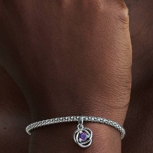 FINAL SALE - Purple Eternity Circle Dangle Charm Sterling silver