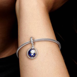 Spinning Globe Dangle Charm Sterling silver