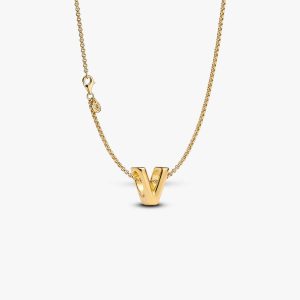 Letter V Charm Necklace 2 Quantity