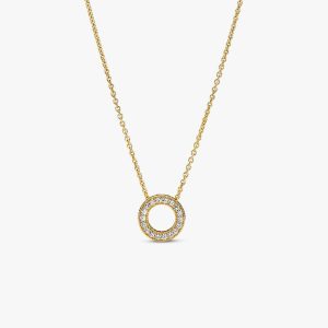 Pandora Logo Pav?? Circle Collier Necklace 14k gold plating